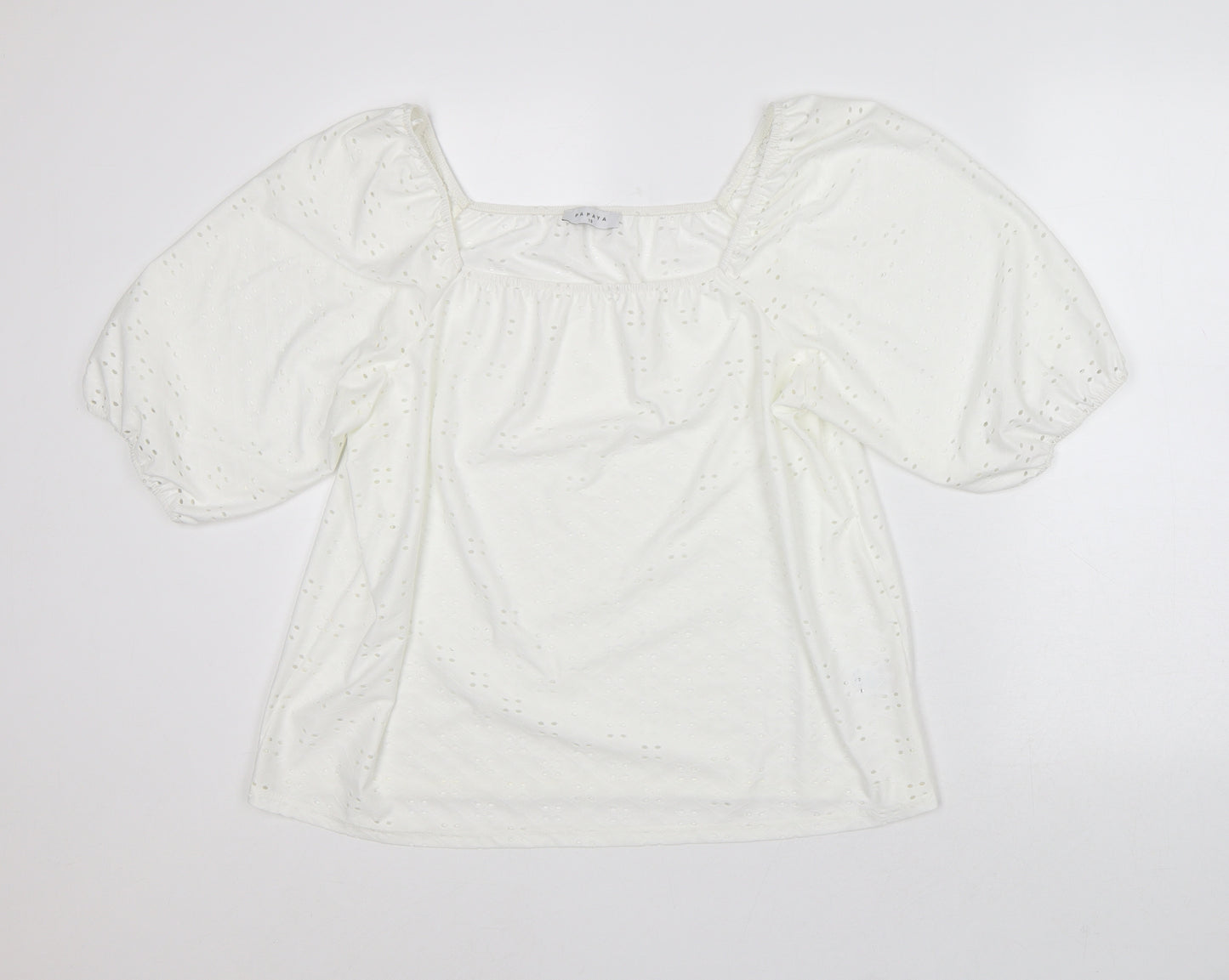 Papaya Womens White Polyester Tunic Blouse Size 16 Round Neck