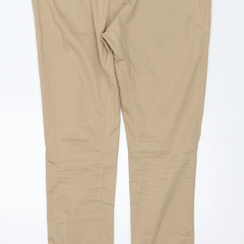 Zara Womens Beige Cotton Trousers Size M L28 in Regular Zip