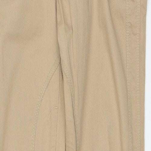 Zara Womens Beige Cotton Trousers Size M L28 in Regular Zip