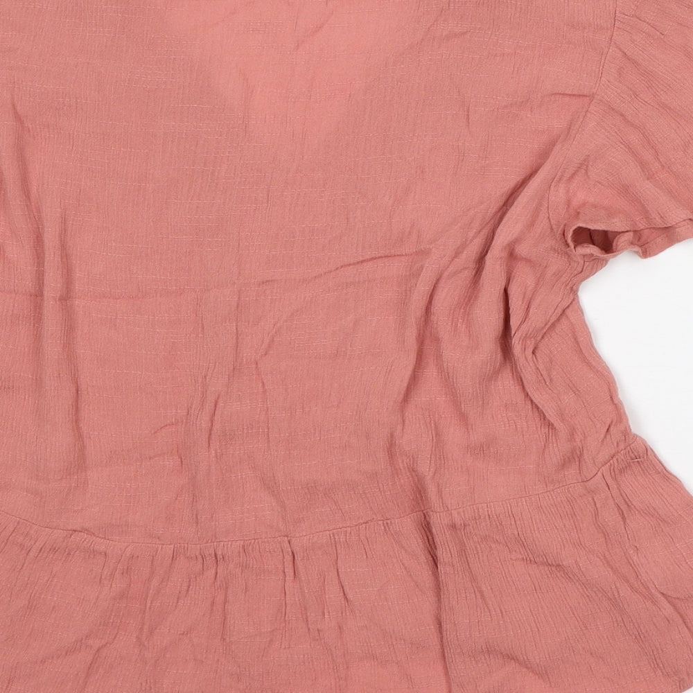 Eyeshadow Womens Pink Ramie Tunic Blouse Size L V-Neck