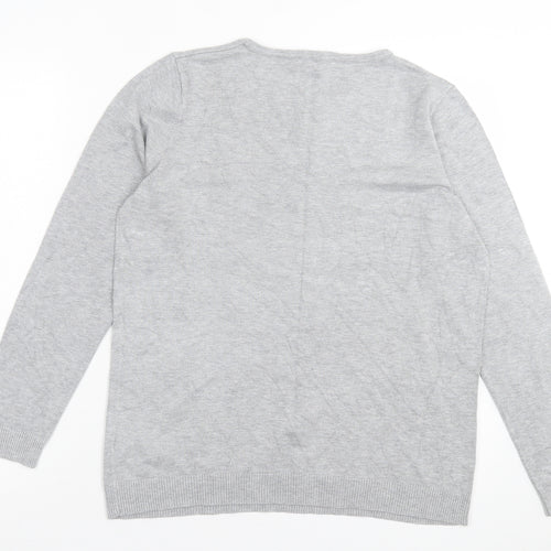 bonmarch Womens Grey Crew Neck Viscose Pullover Jumper Size 14