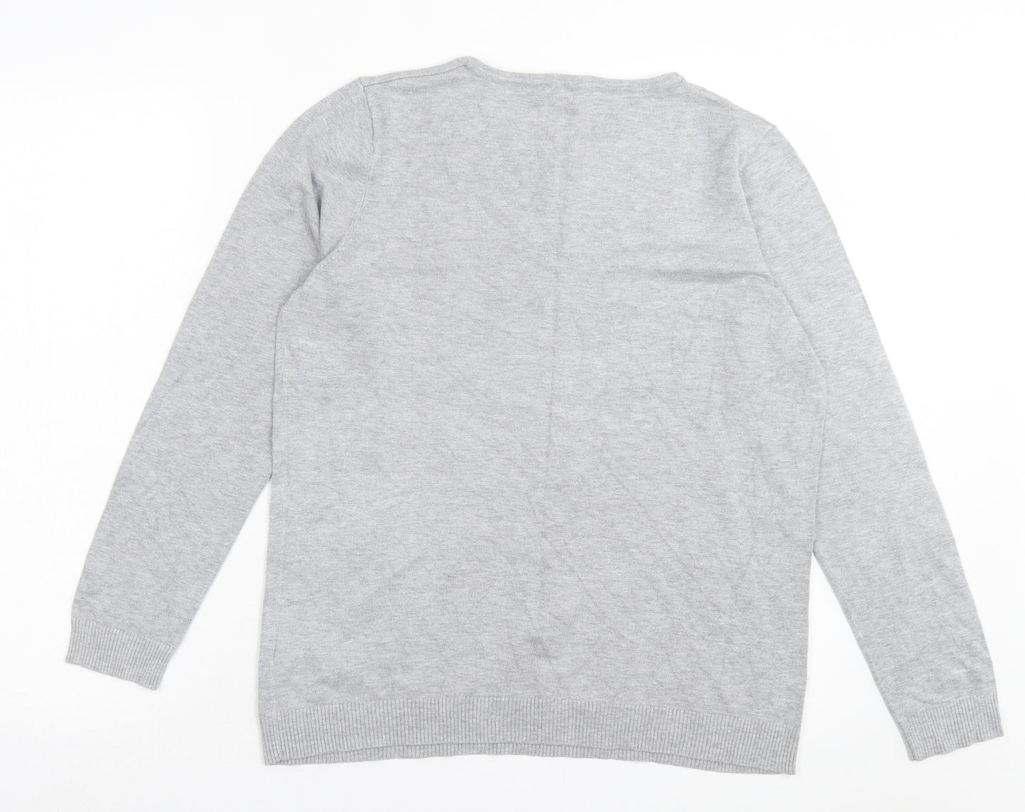 bonmarch Womens Grey Crew Neck Viscose Pullover Jumper Size 14