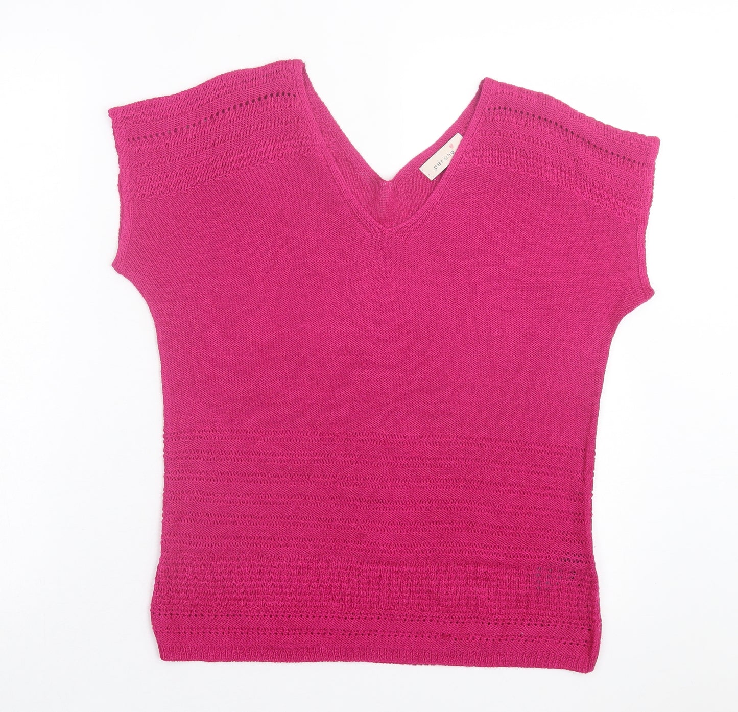 Per Una Womens Pink Acrylic Basic T-Shirt Size 12 V-Neck