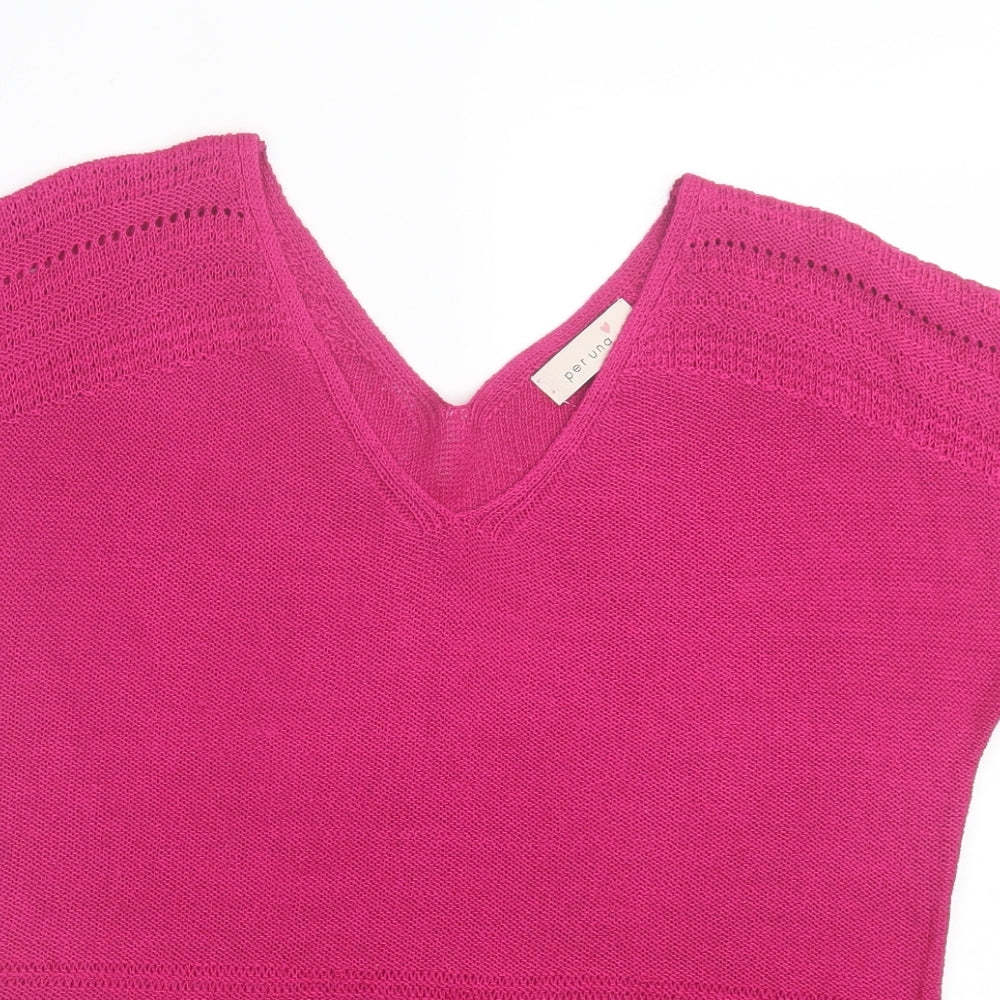 Per Una Womens Pink Acrylic Basic T-Shirt Size 12 V-Neck
