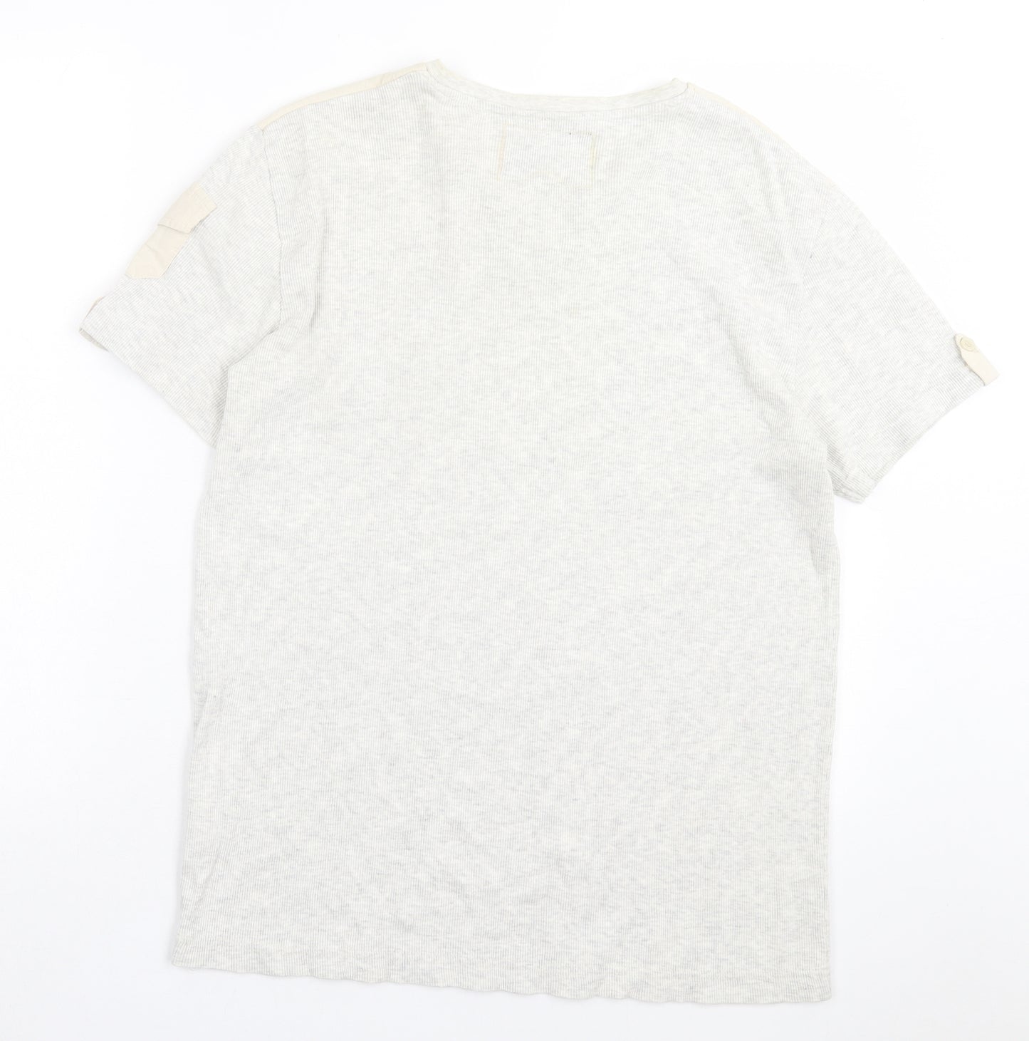 Easy Mens Grey Cotton T-Shirt Size L V-Neck