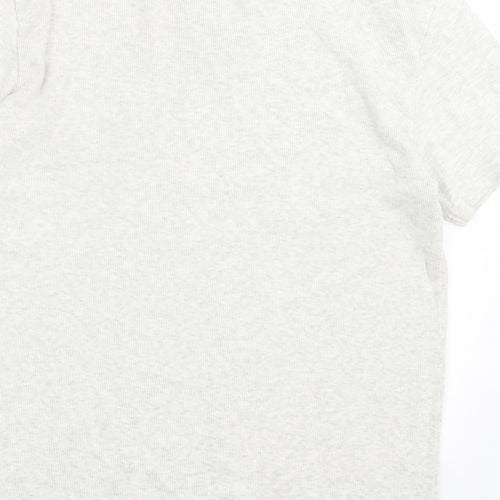 Easy Mens Grey Cotton T-Shirt Size L V-Neck