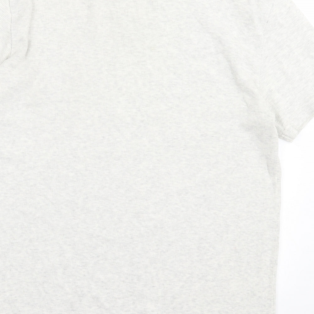 Easy Mens Grey Cotton T-Shirt Size L V-Neck