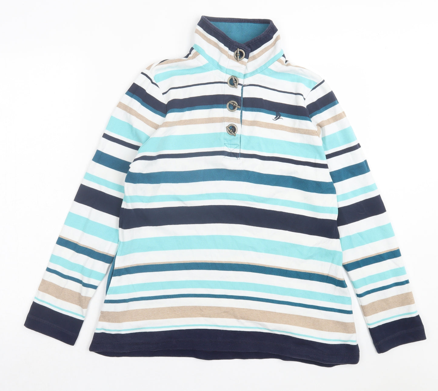 DASH Womens Blue Cotton Pullover Sweatshirt Size 14 Button