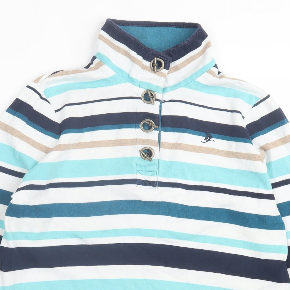 DASH Womens Blue Cotton Pullover Sweatshirt Size 14 Button
