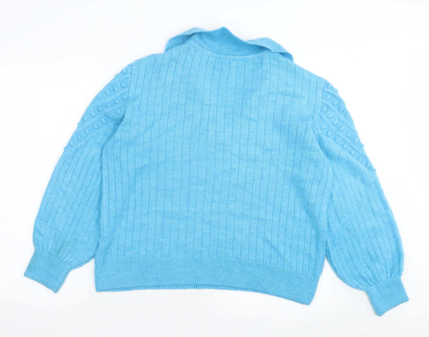 F&F Womens Blue V-Neck Acrylic Pullover Jumper Size 16