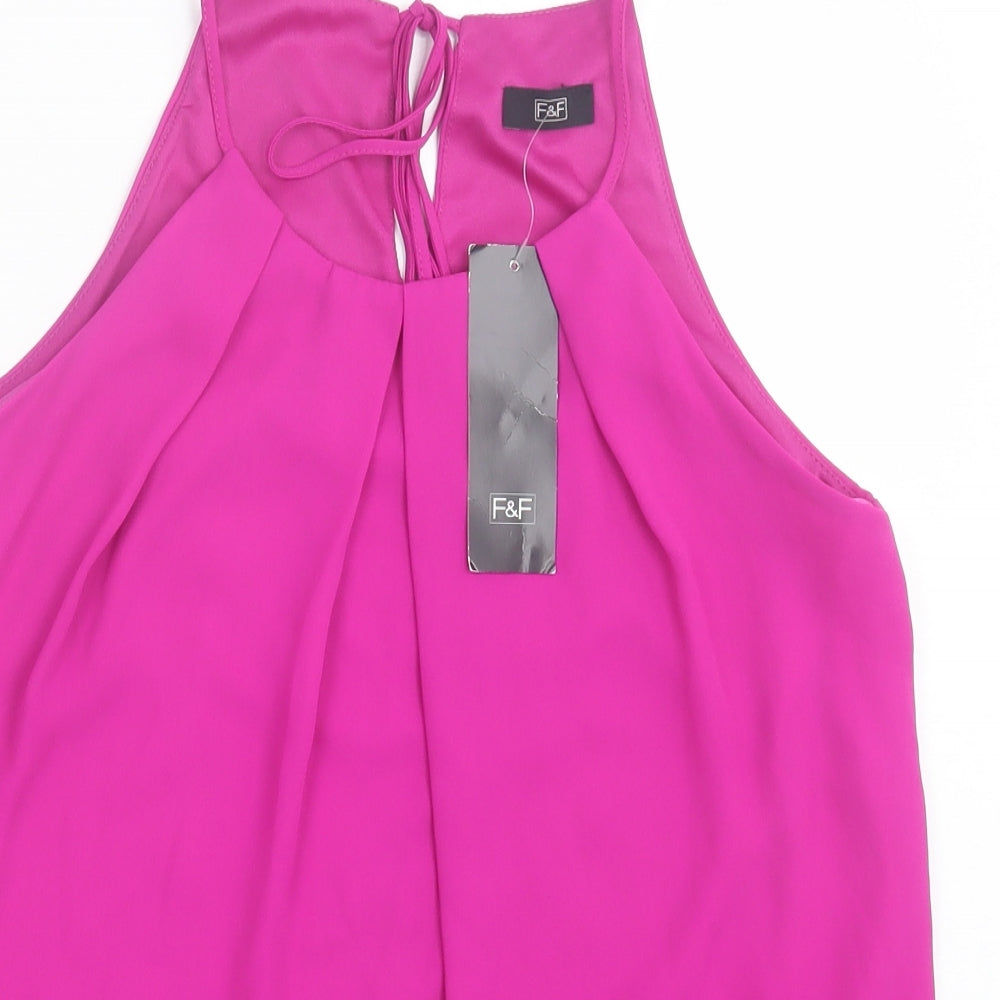 F&F Womens Purple Polyester Basic Tank Size 6 Crew Neck