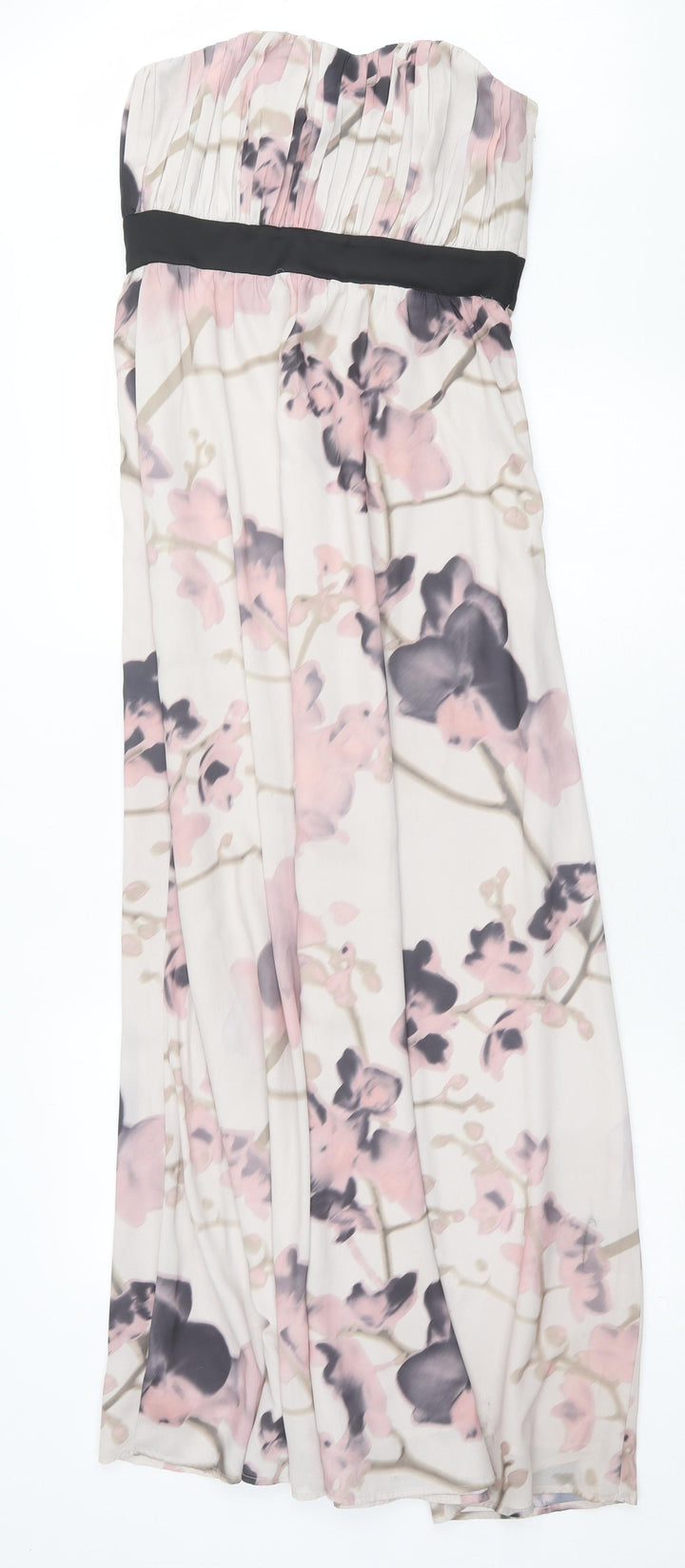H&M Womens Pink Floral Polyester A-Line Size 8 Off the Shoulder Zip