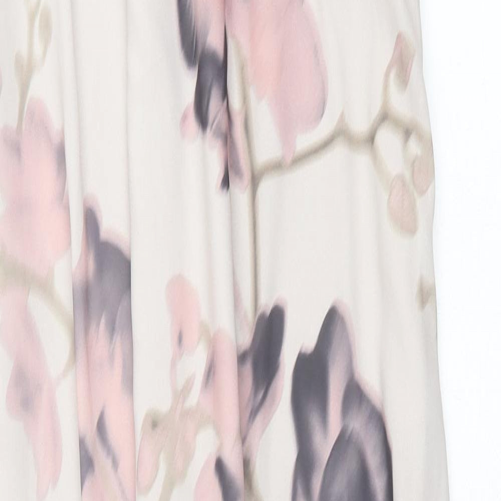 H&M Womens Pink Floral Polyester A-Line Size 8 Off the Shoulder Zip
