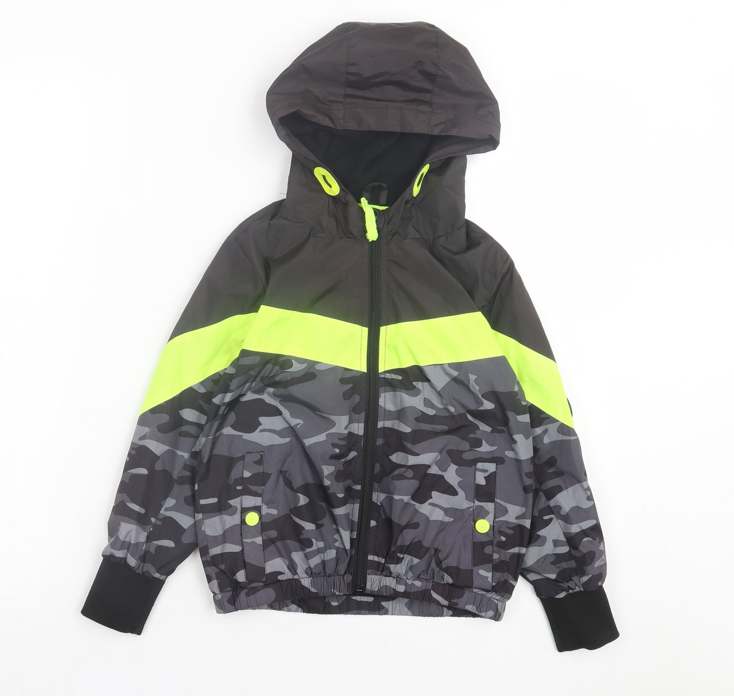 Threadbare Boys Grey Camouflage Basic Coat Coat Size 5-6 Years Zip