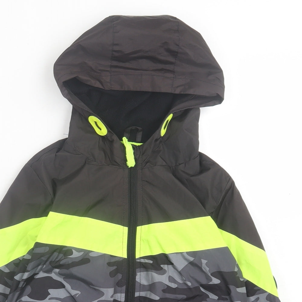 Threadbare Boys Grey Camouflage Basic Coat Coat Size 5-6 Years Zip