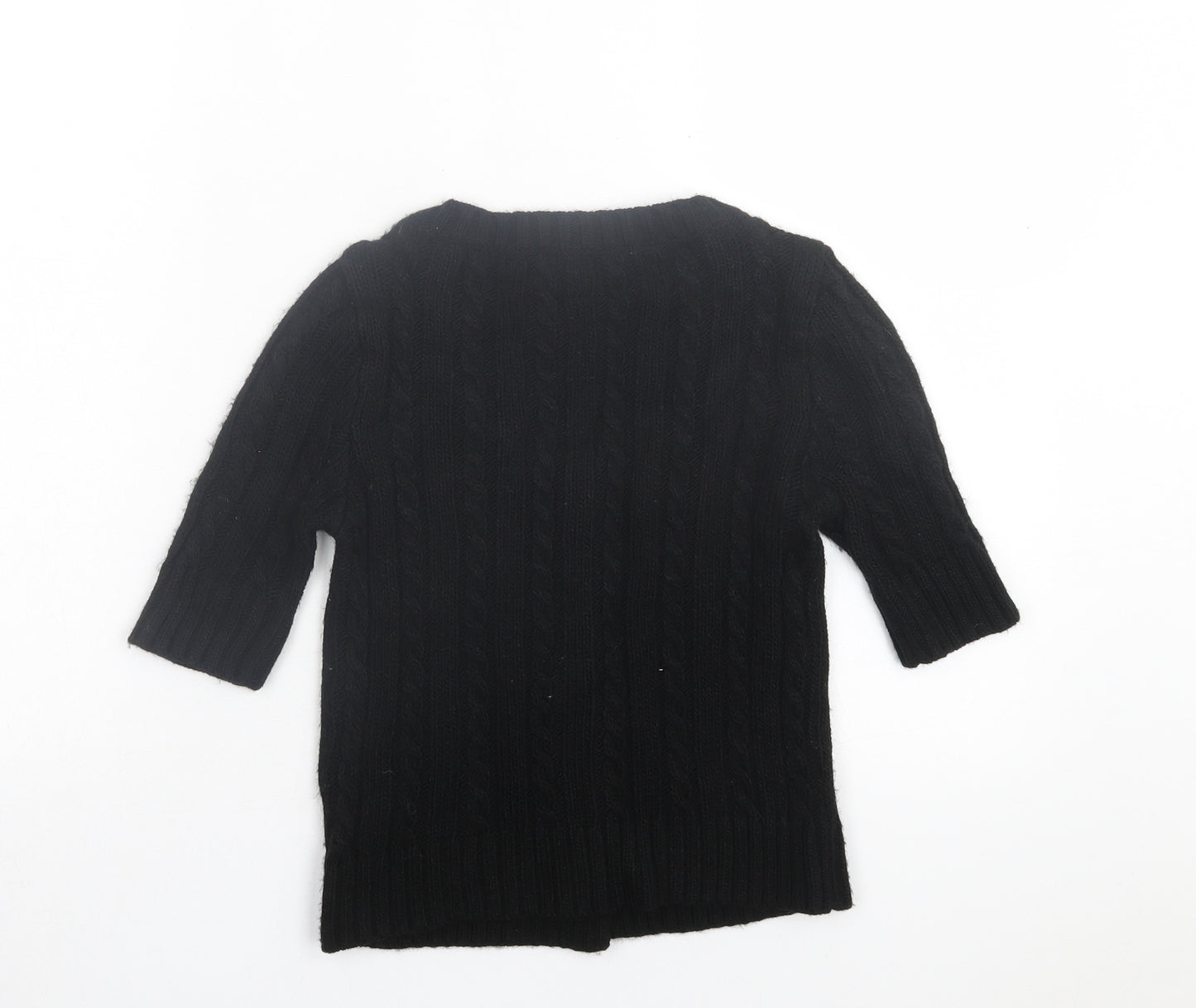 George Womens Black Crew Neck Acrylic Cardigan Jumper Size 4