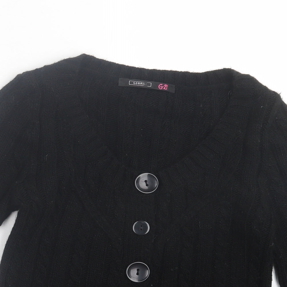 George Womens Black Crew Neck Acrylic Cardigan Jumper Size 4