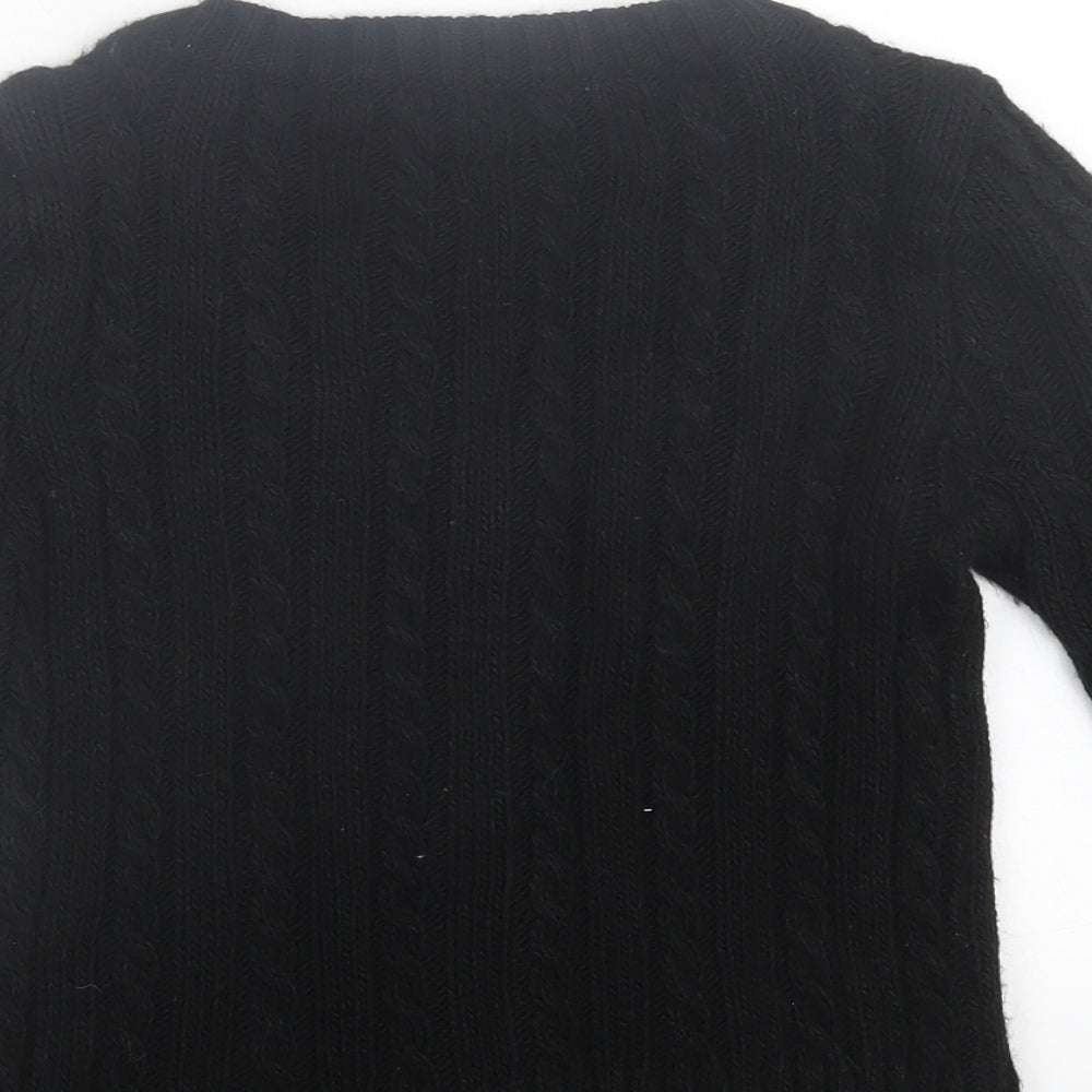 George Womens Black Crew Neck Acrylic Cardigan Jumper Size 4