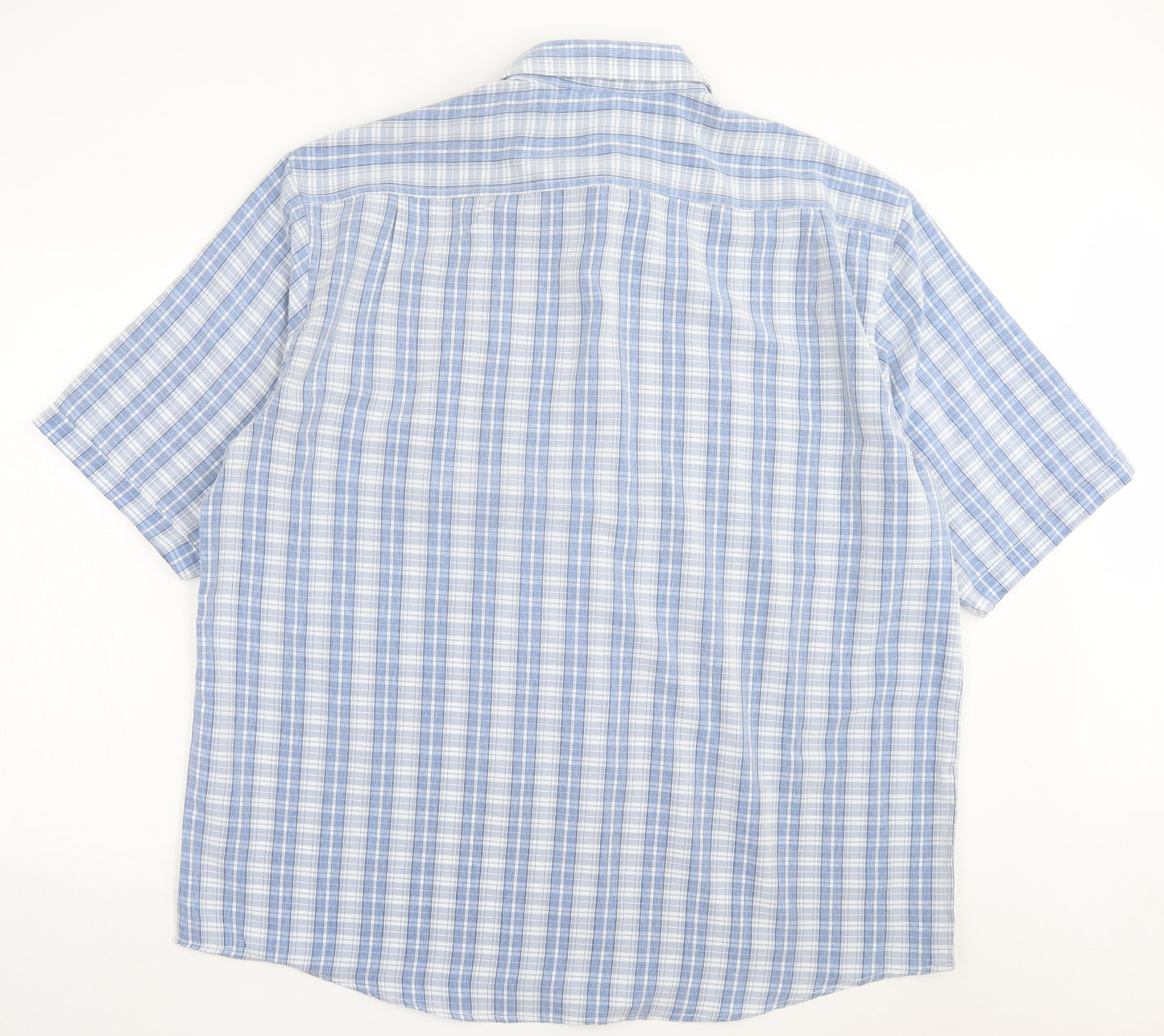 MANSIZE Mens Blue Plaid Polyester Button-Up Size 4XL Collared Button