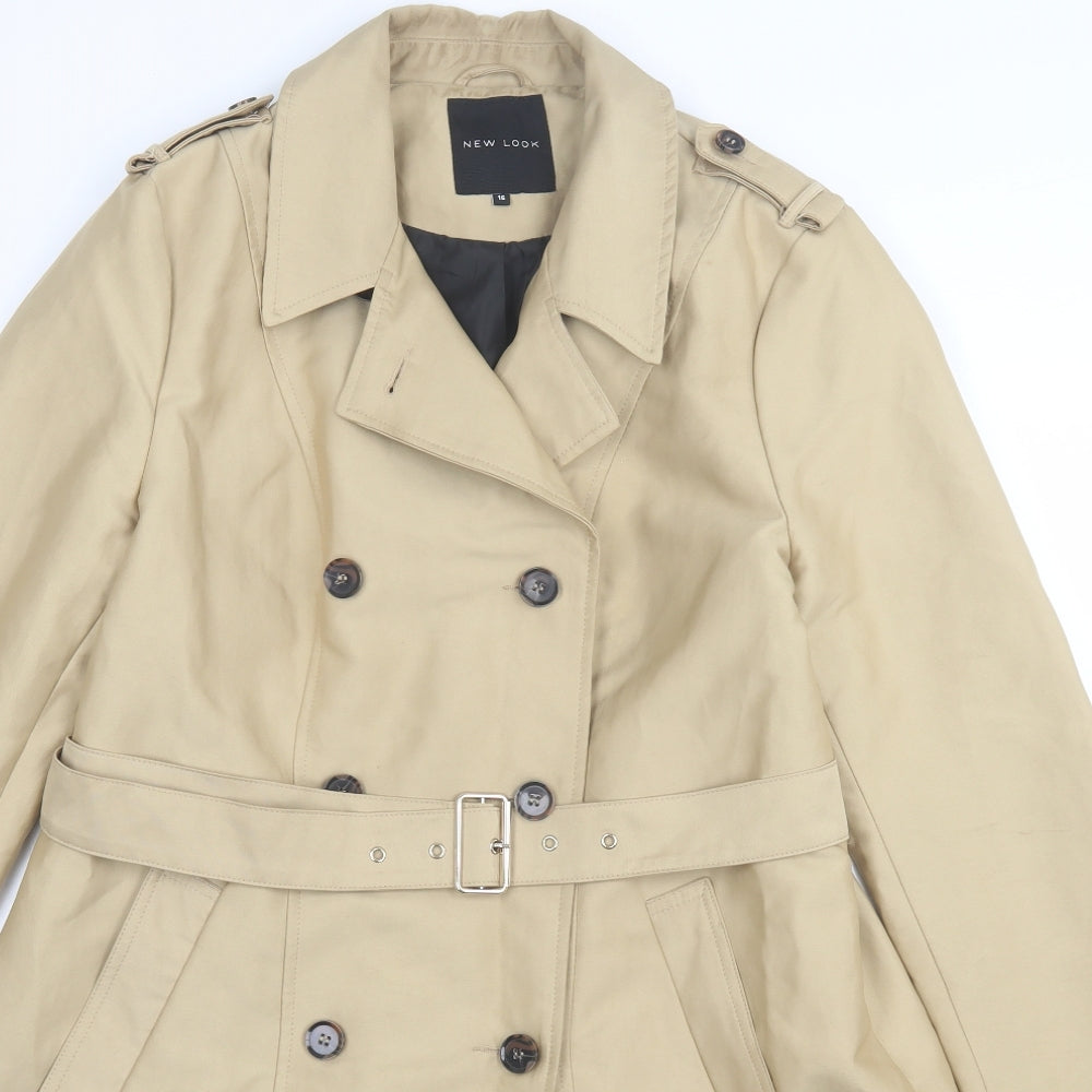 New Look Womens Beige Overcoat Coat Size 16 Button
