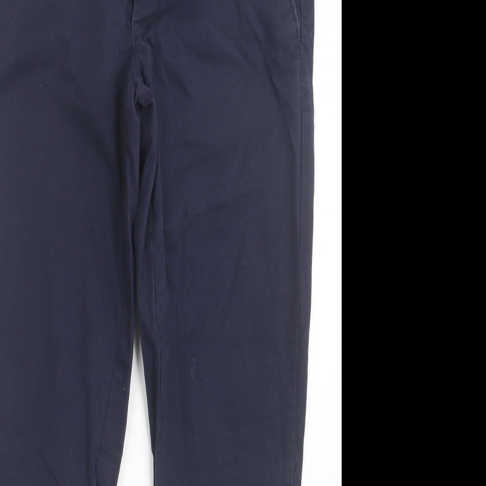 Primark Mens Blue Cotton Chino Trousers Size 32 in L30 in Regular Button