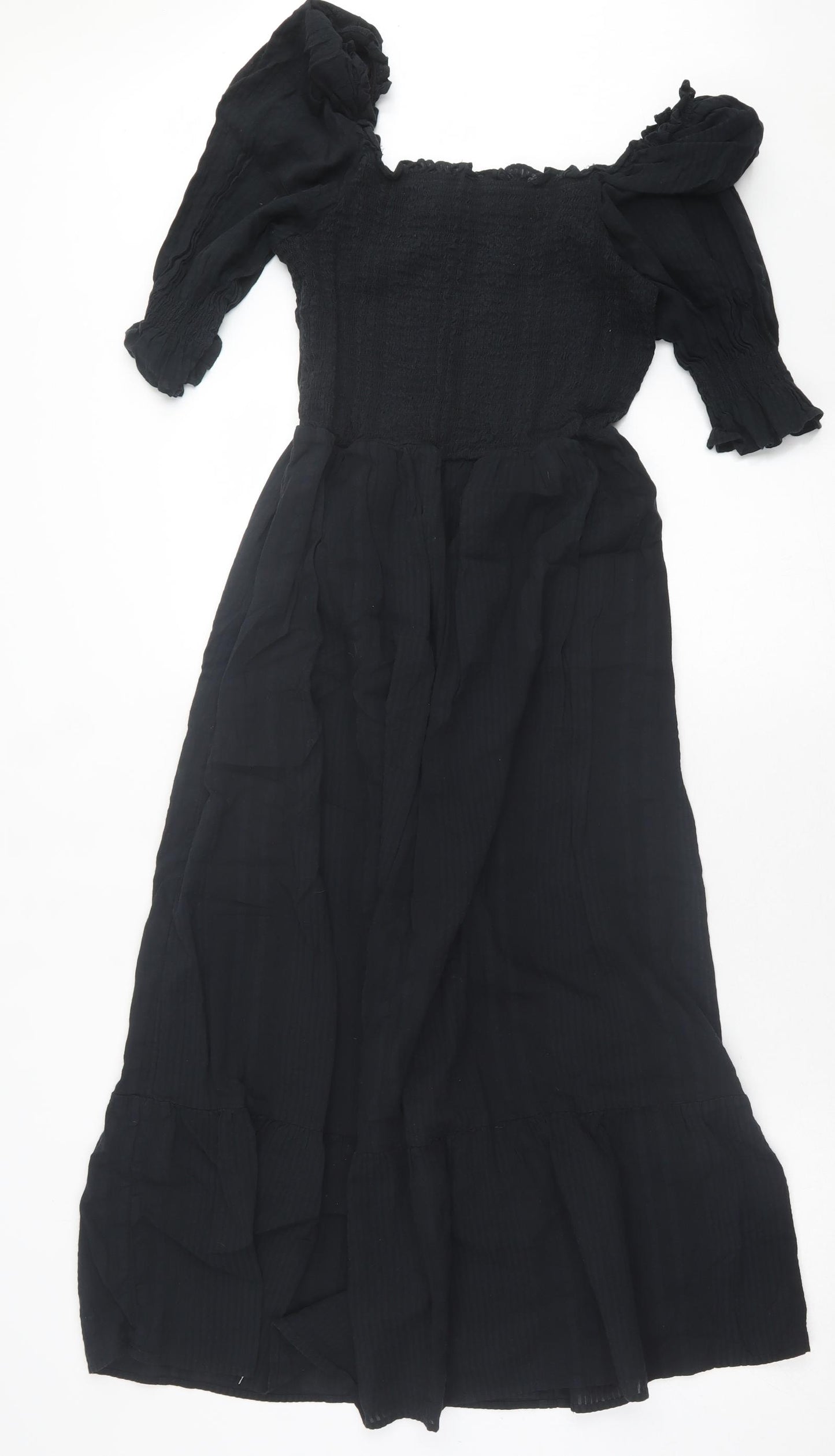 F&F Womens Black Cotton A-Line Size 10 Square Neck Pullover