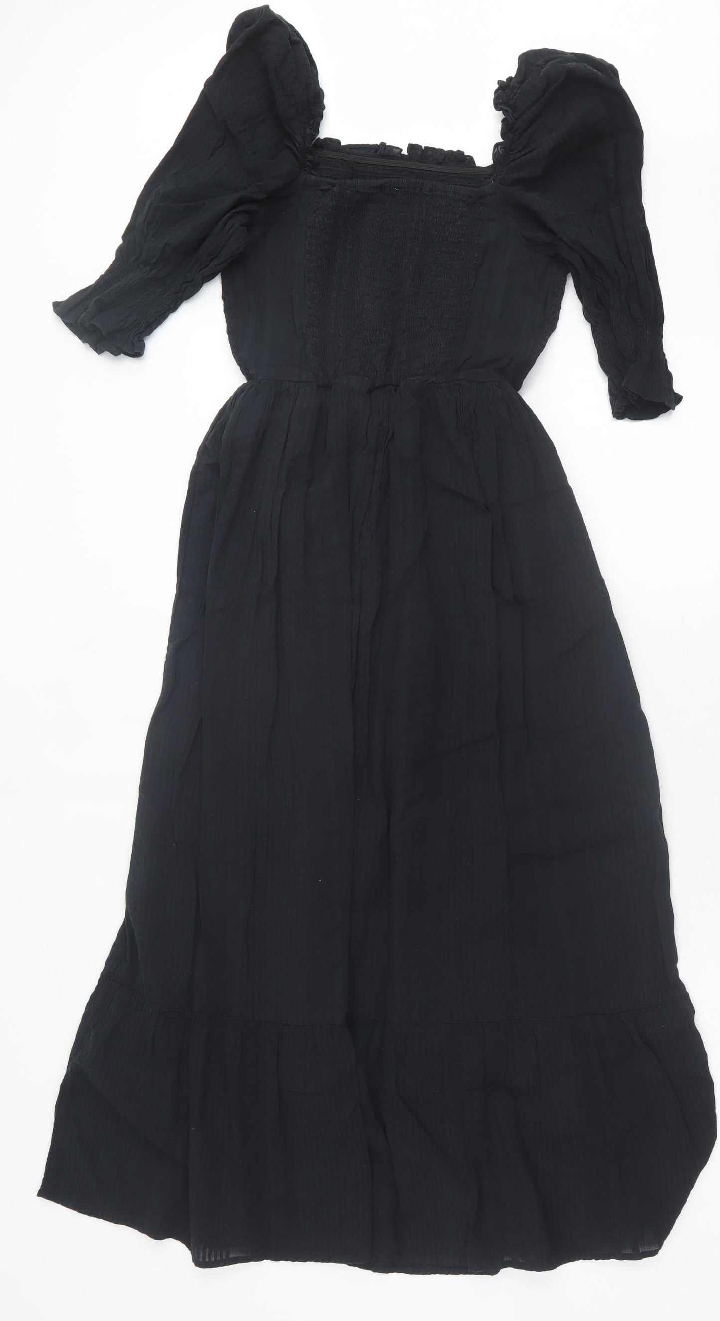 F&F Womens Black Cotton A-Line Size 10 Square Neck Pullover