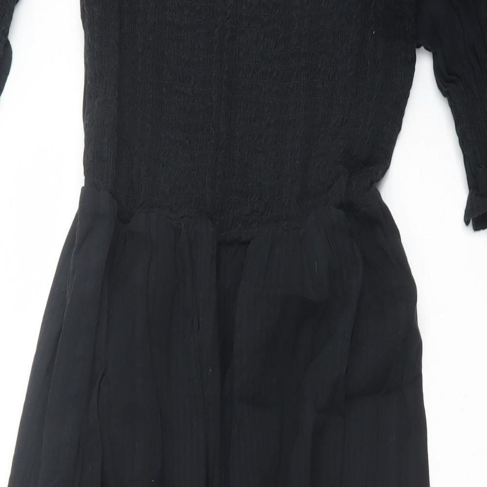 F&F Womens Black Cotton A-Line Size 10 Square Neck Pullover