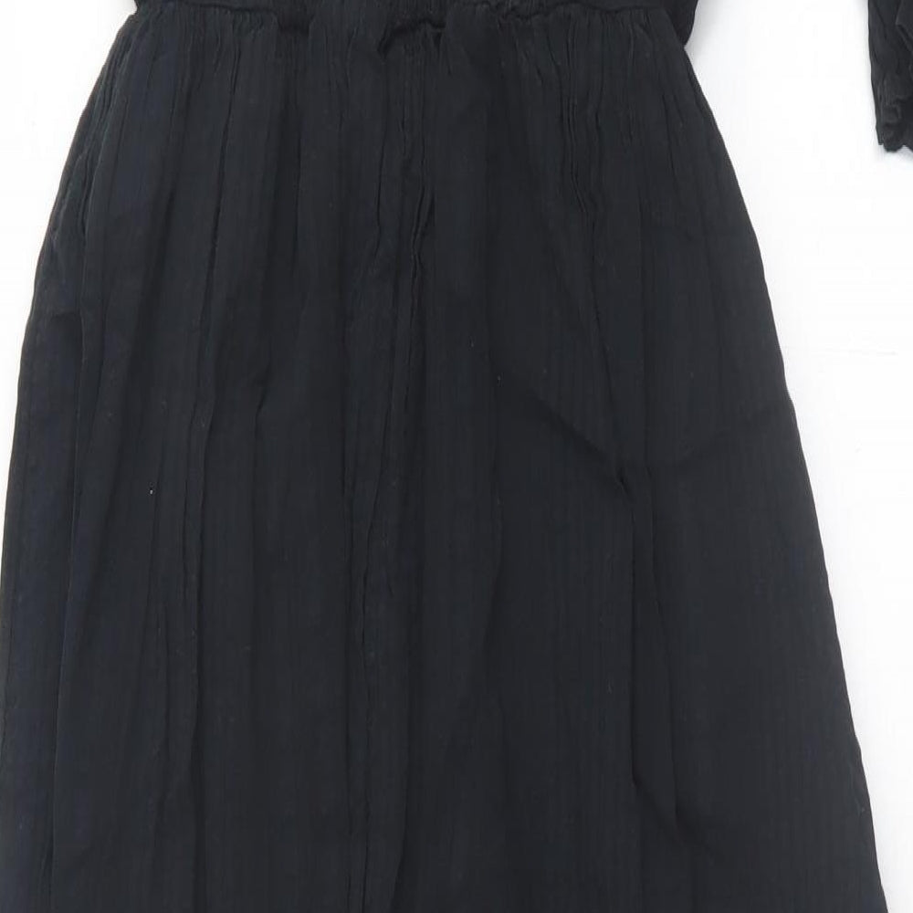 F&F Womens Black Cotton A-Line Size 10 Square Neck Pullover