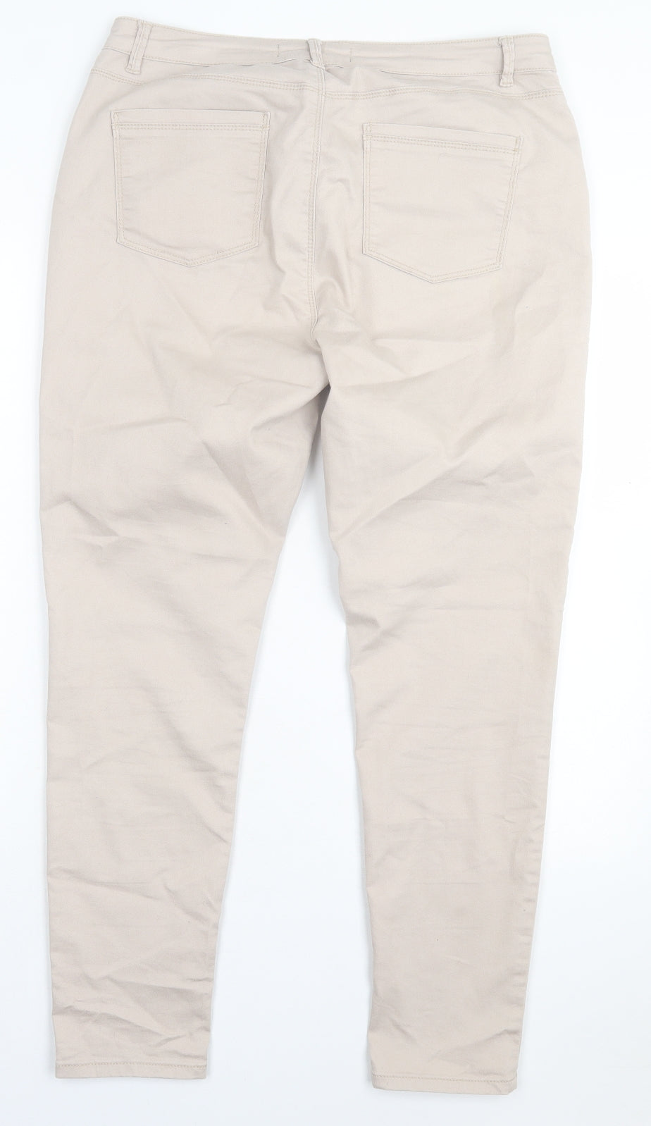 Dunnes Stores Womens Beige Cotton Skinny Jeans Size 16 L28 in Regular Button
