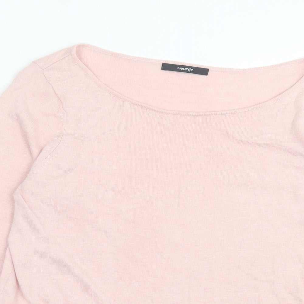 George Womens Pink Crew Neck Nylon Pullover Jumper Size 12