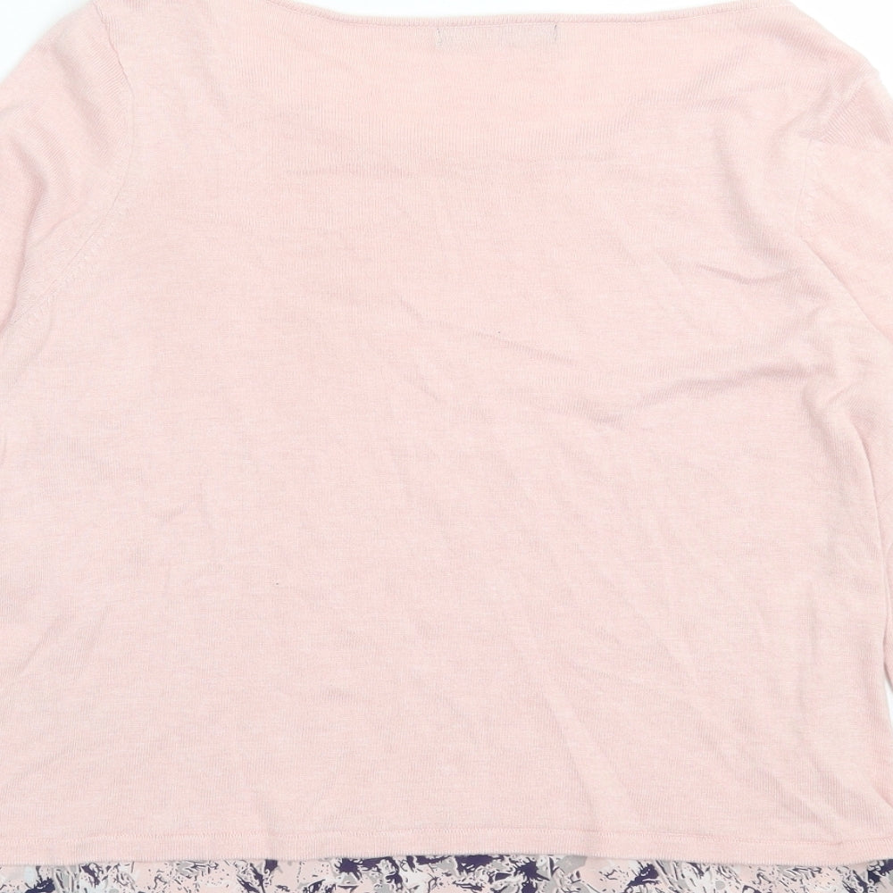 George Womens Pink Crew Neck Nylon Pullover Jumper Size 12