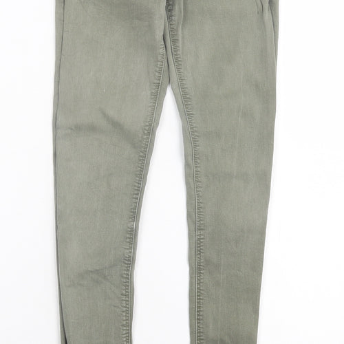 Bershka Womens Green Cotton Skinny Jeans Size 6 L28 in Regular Button