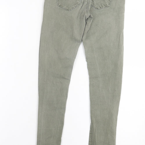 Bershka Womens Green Cotton Skinny Jeans Size 6 L28 in Regular Button