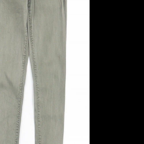 Bershka Womens Green Cotton Skinny Jeans Size 6 L28 in Regular Button