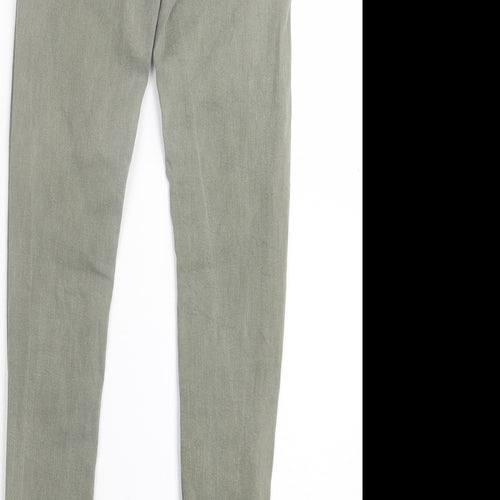 Bershka Womens Green Cotton Skinny Jeans Size 6 L28 in Regular Button