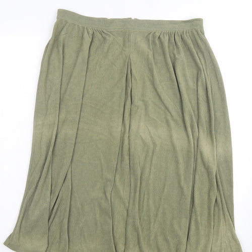St.Micheal Womens Green Nylon A-Line Skirt Size 18 Zip