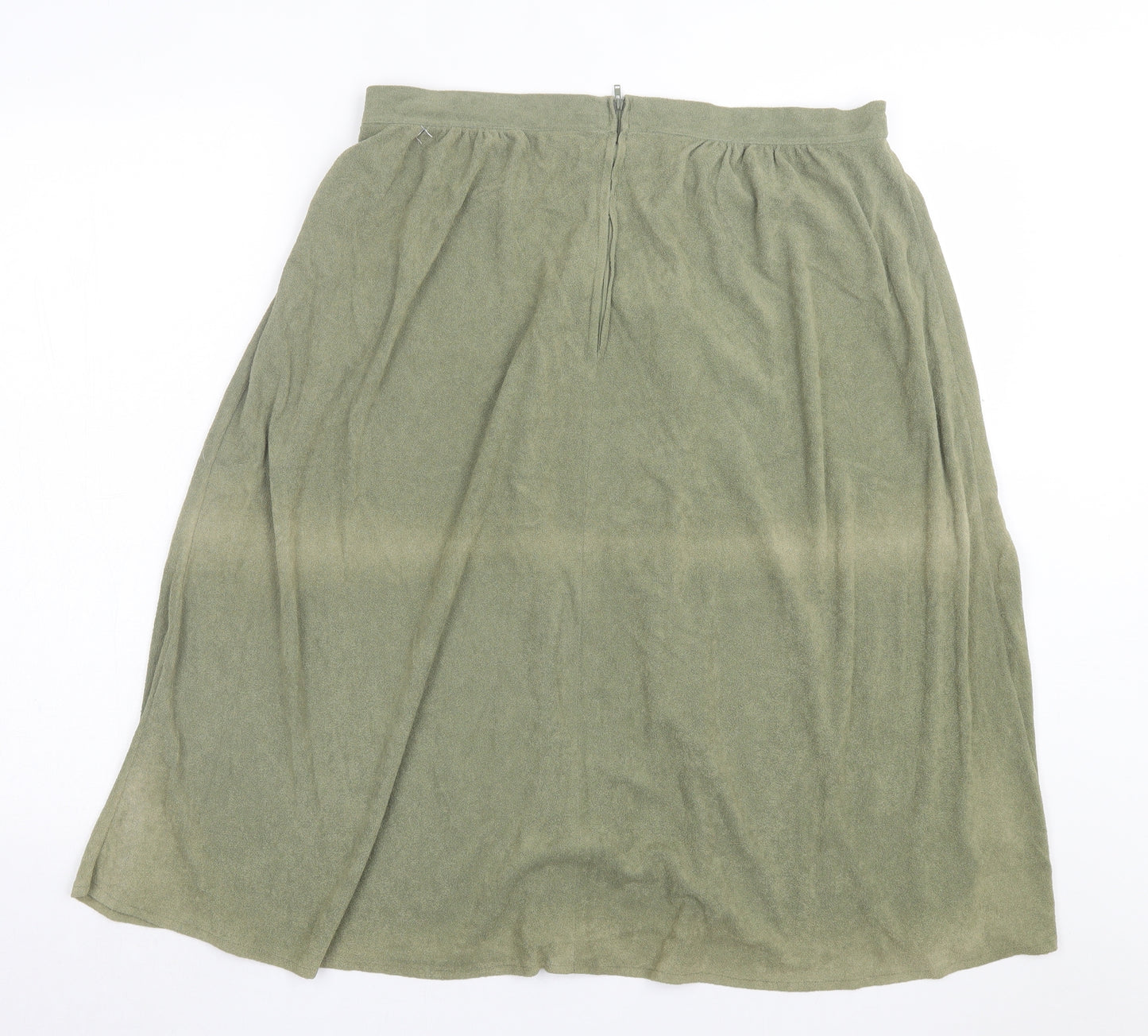 St.Micheal Womens Green Nylon A-Line Skirt Size 18 Zip