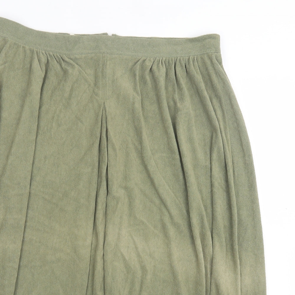 St.Micheal Womens Green Nylon A-Line Skirt Size 18 Zip