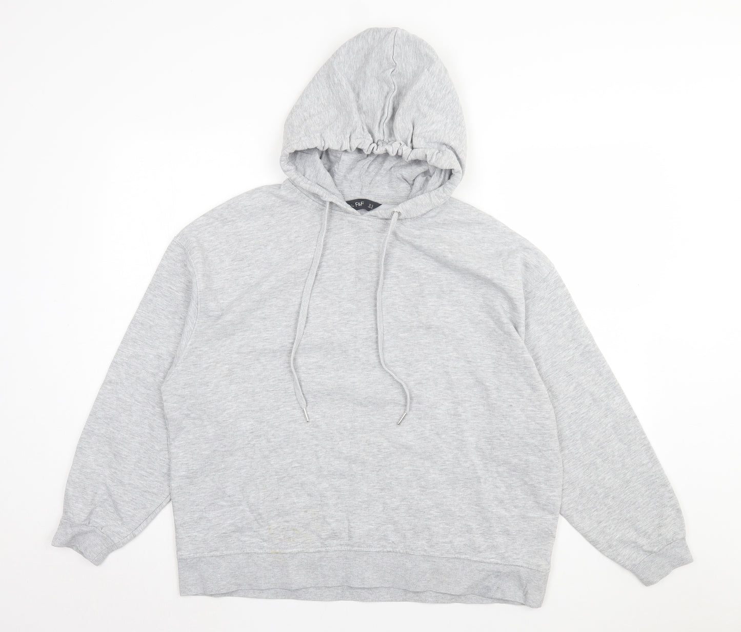 F&F Womens Grey Cotton Pullover Hoodie Size 12 Pullover