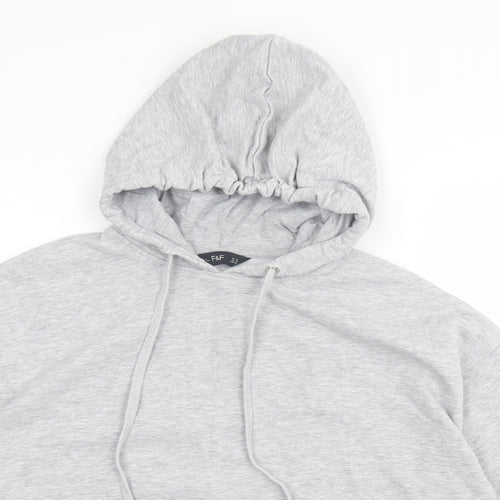 F&F Womens Grey Cotton Pullover Hoodie Size 12 Pullover