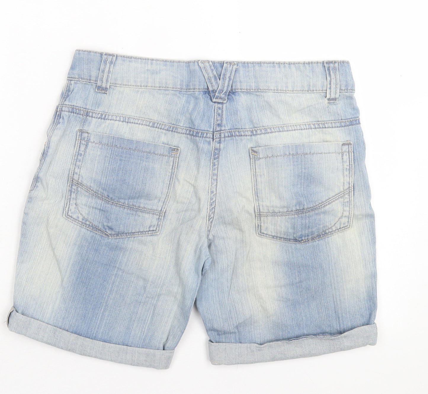 NEXT Girls Blue Cotton Bermuda Shorts Size 13 Years Regular Buckle