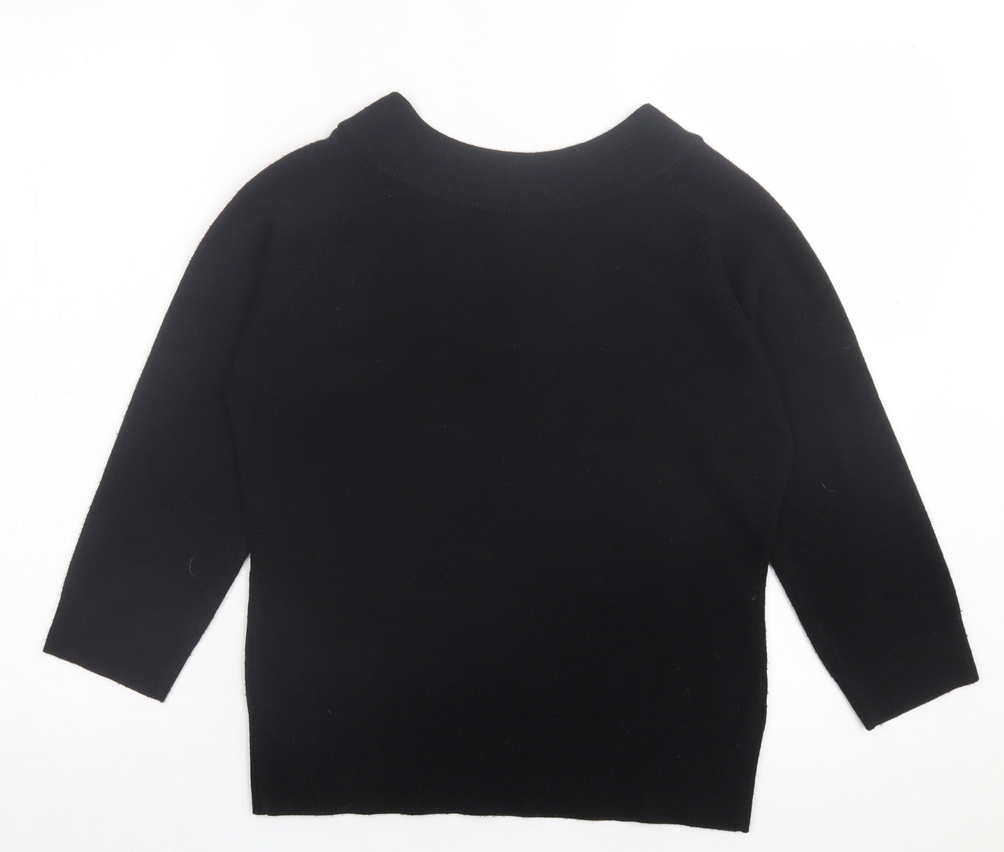 Xe Womens Black V-Neck Acrylic Pullover Jumper Size M