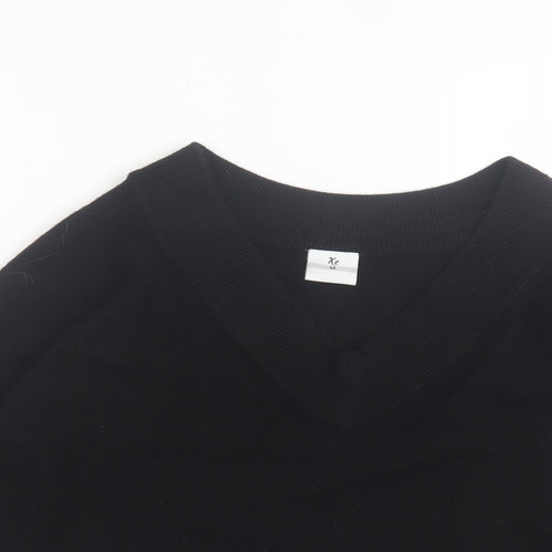 Xe Womens Black V-Neck Acrylic Pullover Jumper Size M