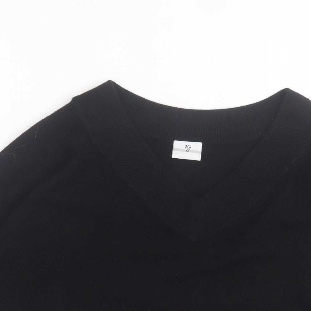 Xe Womens Black V-Neck Acrylic Pullover Jumper Size M