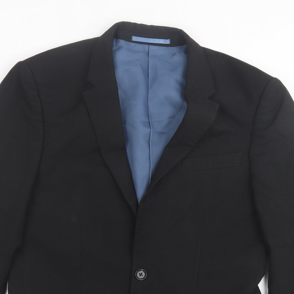 River Island Mens Black Polyester Jacket Suit Jacket Size 36