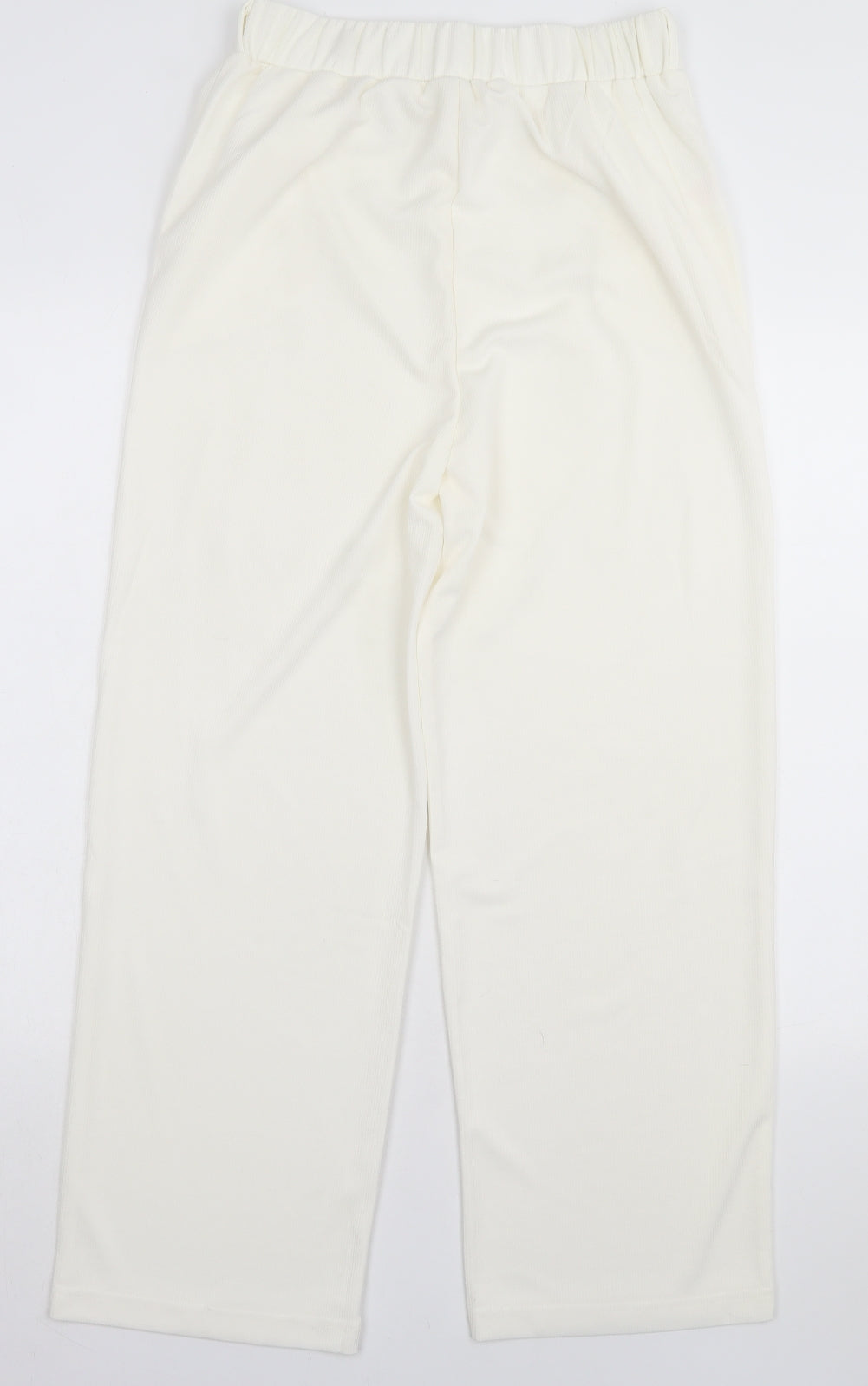 Preworn Womens White Polyester Trousers Size S L28 in Regular