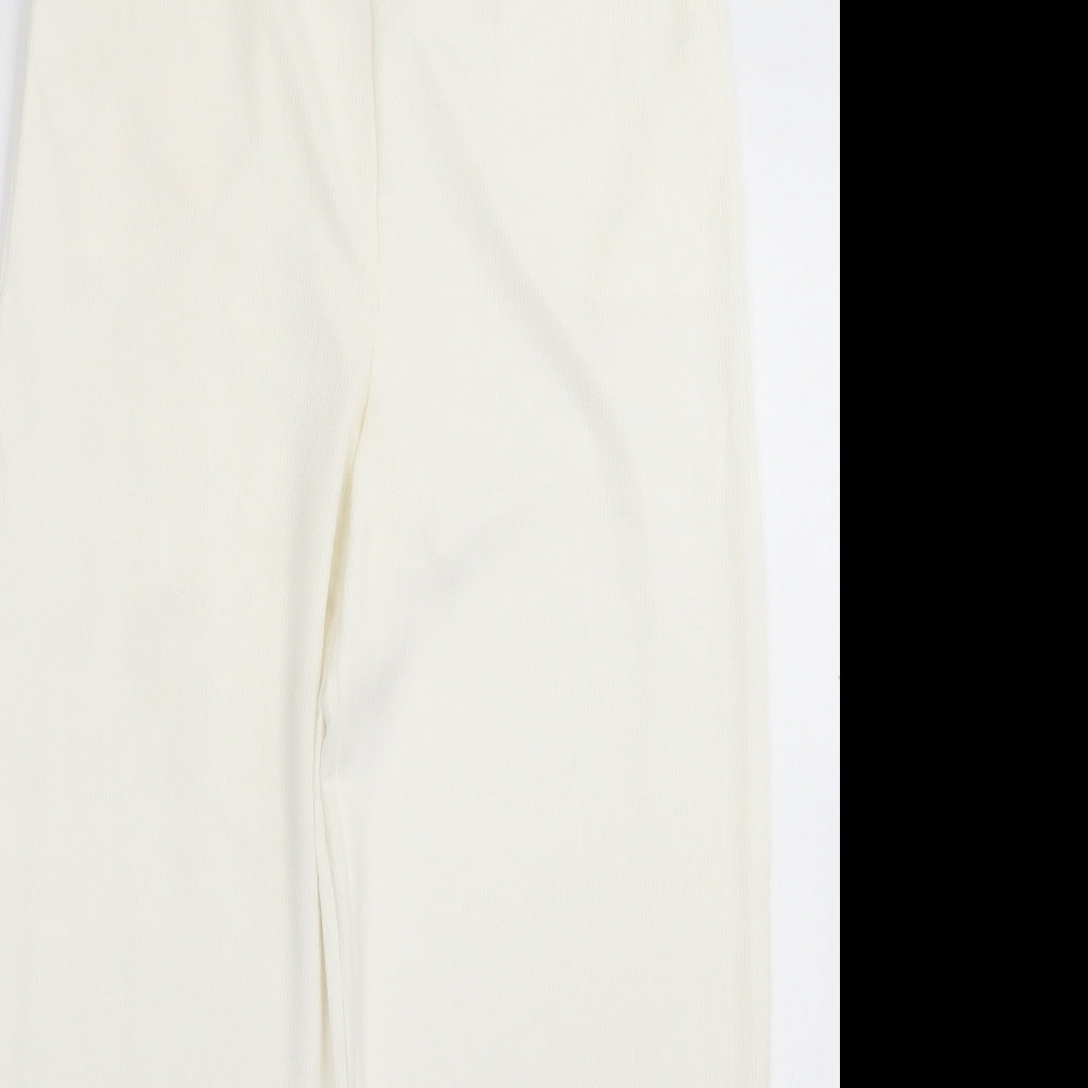 Preworn Womens White Polyester Trousers Size S L28 in Regular
