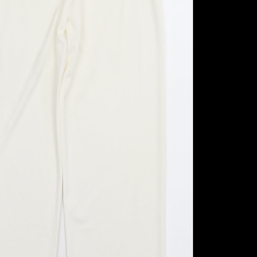 Preworn Womens White Polyester Trousers Size S L28 in Regular