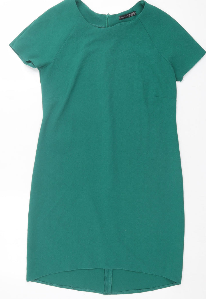 Atmosphere Womens Green Polyester T-Shirt Dress Size 6 Round Neck Zip